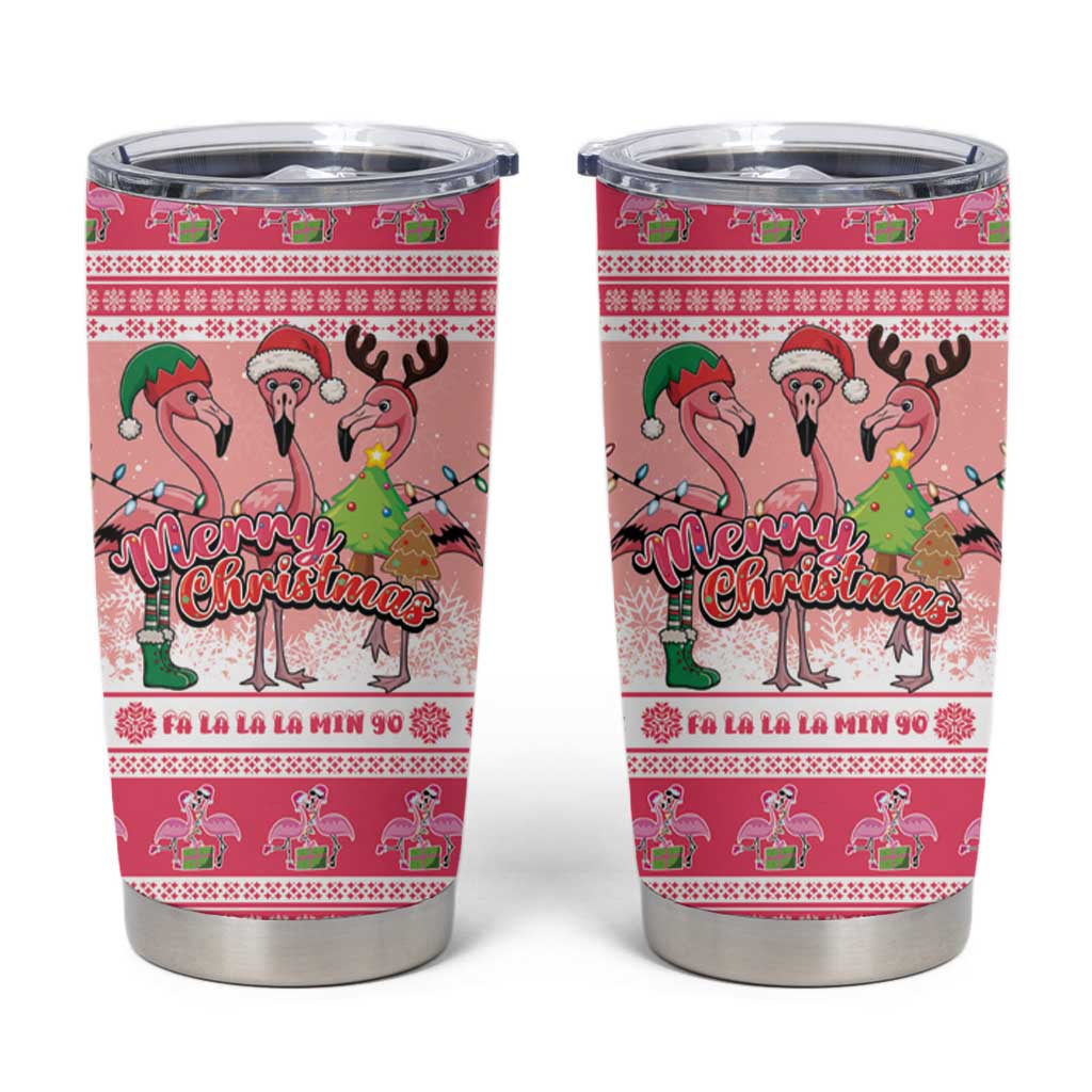 Flamingo Pink Christmas Tumbler Cup Fa La La La Min Go - Wonder Print Shop