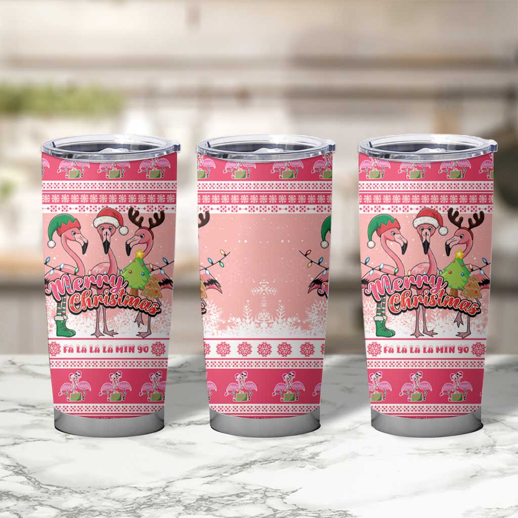 Flamingo Pink Christmas Tumbler Cup Fa La La La Min Go - Wonder Print Shop