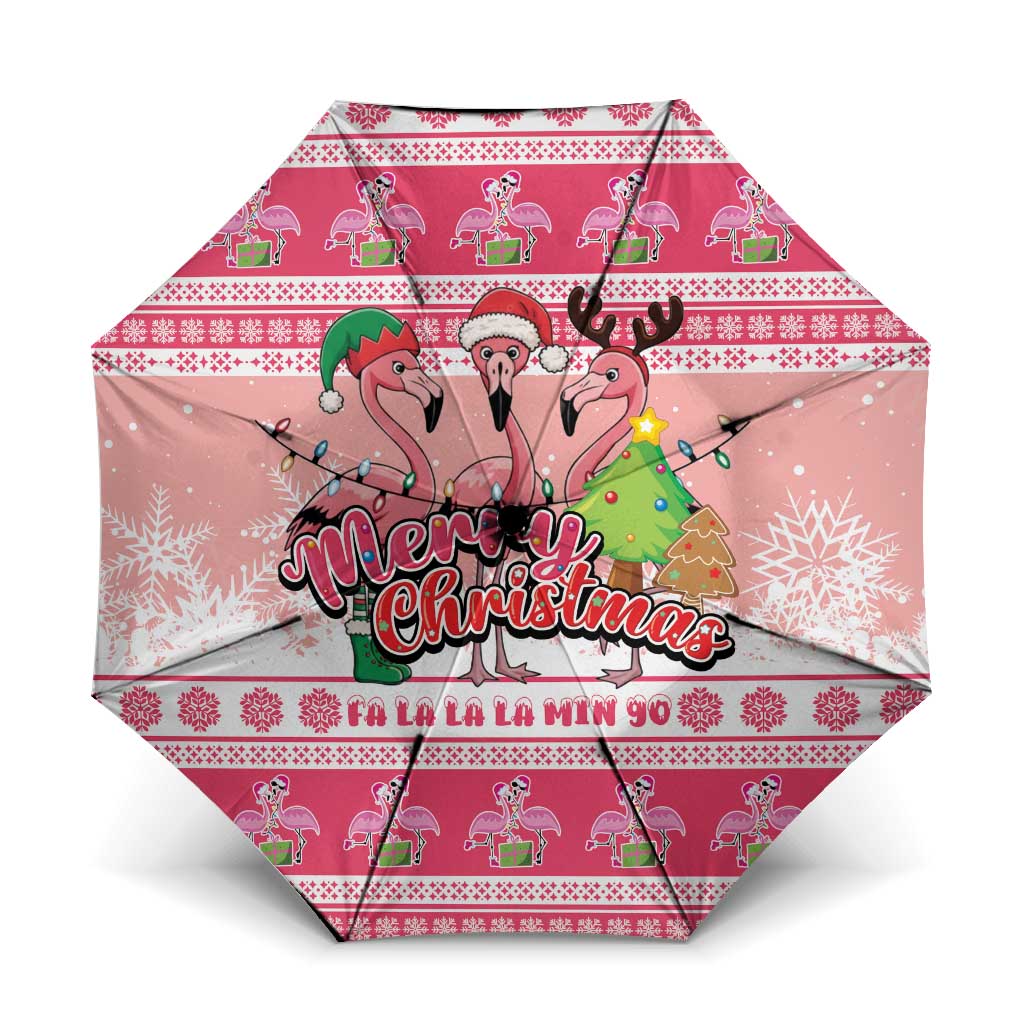 Flamingo Pink Christmas Umbrella Fa La La La Min Go - Wonder Print Shop