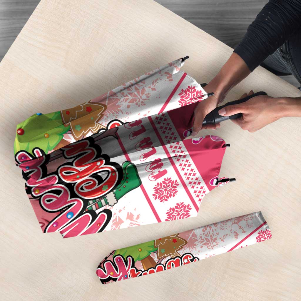 Flamingo Pink Christmas Umbrella Fa La La La Min Go - Wonder Print Shop