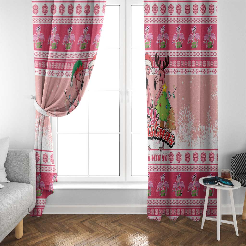 Flamingo Pink Christmas Window Curtain Fa La La La Min Go - Wonder Print Shop