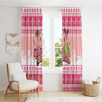 Flamingo Pink Christmas Window Curtain Fa La La La Min Go - Wonder Print Shop