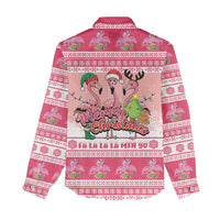Flamingo Pink Christmas Women Casual Shirt Fa La La La Min Go - Wonder Print Shop