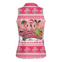 Flamingo Pink Christmas Women Sleeveless Polo Shirt Fa La La La Min Go - Wonder Print Shop