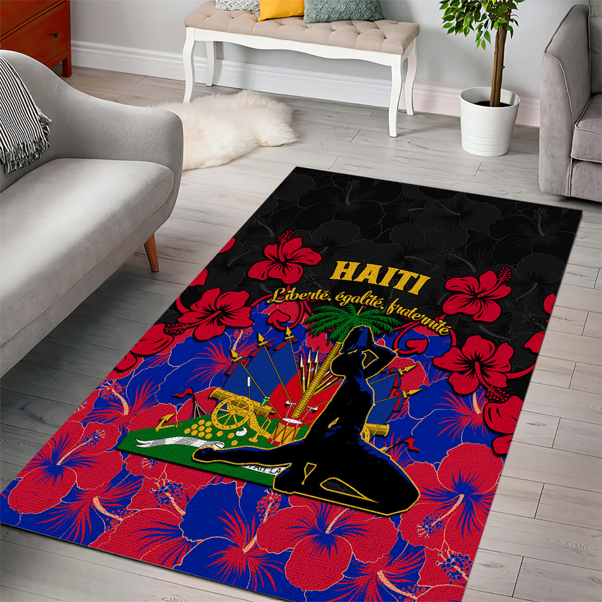 Haiti Independence Day Area Rug Hibiscus Neg Marron - Wonder Print Shop