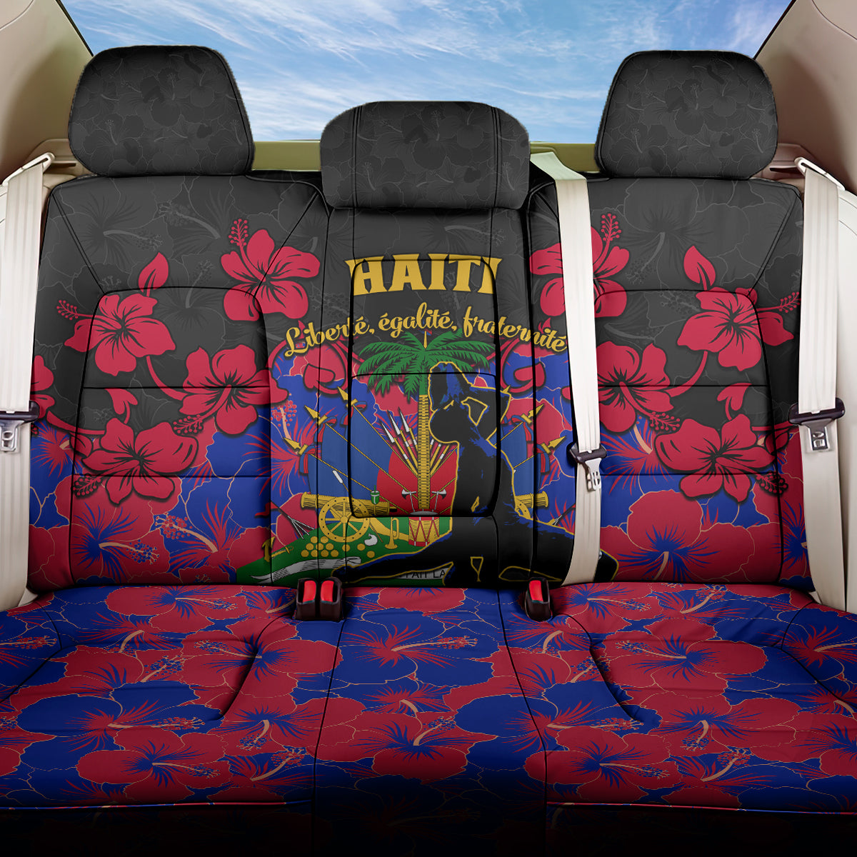 Haiti Independence Day Back Car Seat Cover Hibiscus Neg Marron LT01