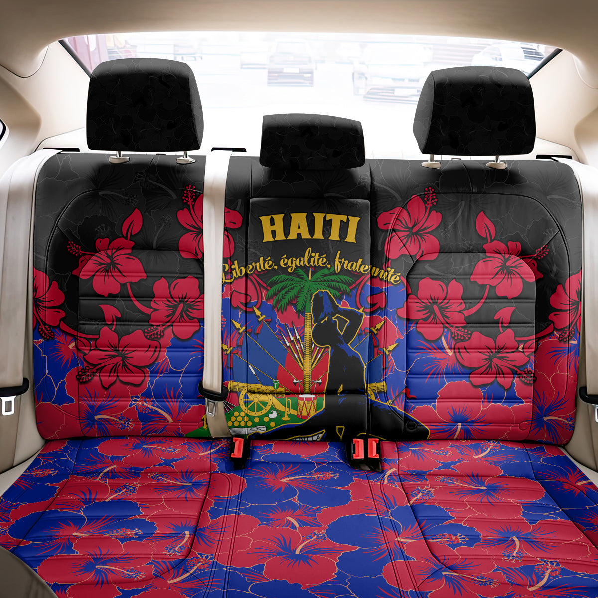 Haiti Independence Day Back Car Seat Cover Hibiscus Neg Marron - Wonder Print Shop