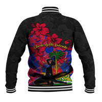 Haiti Independence Day Baseball Jacket Hibiscus Neg Marron - Wonder Print Shop
