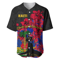 Haiti Independence Day Baseball Jersey Hibiscus Neg Marron - Wonder Print Shop