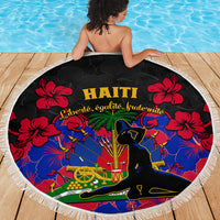 Haiti Independence Day Beach Blanket Hibiscus Neg Marron - Wonder Print Shop