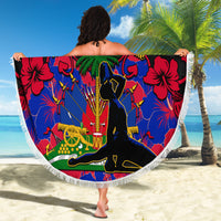 Haiti Independence Day Beach Blanket Hibiscus Neg Marron - Wonder Print Shop