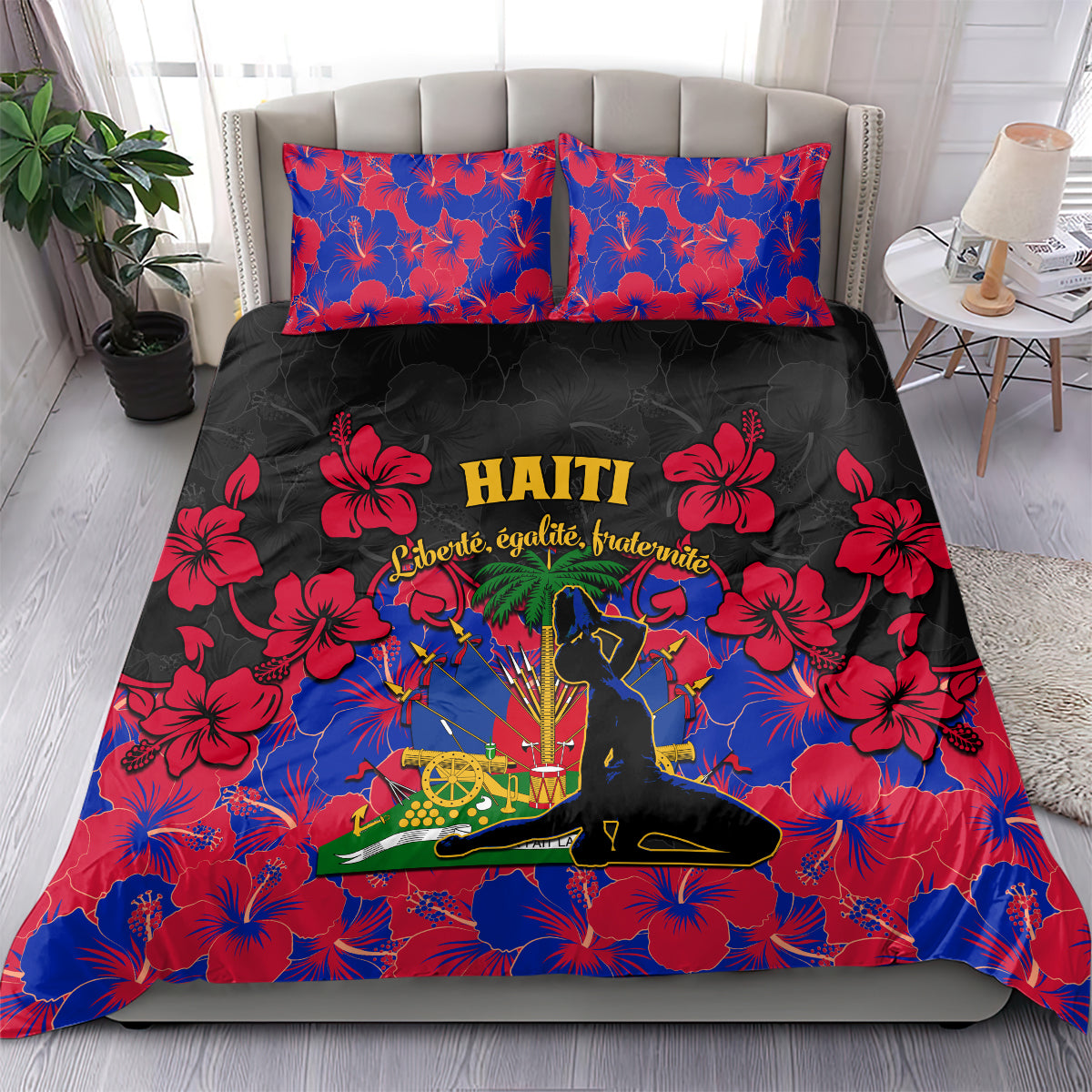 Haiti Independence Day Bedding Set Hibiscus Neg Marron - Wonder Print Shop