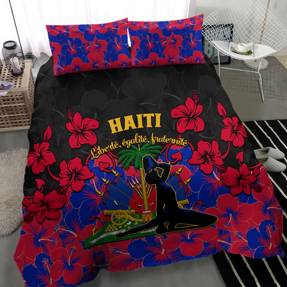 Haiti Independence Day Bedding Set Hibiscus Neg Marron - Wonder Print Shop
