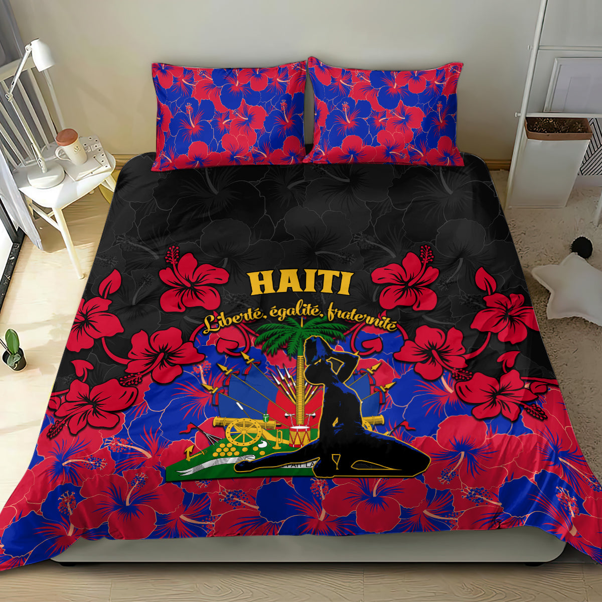 Haiti Independence Day Bedding Set Hibiscus Neg Marron - Wonder Print Shop