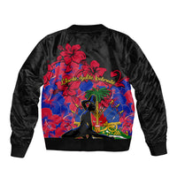 Haiti Independence Day Bomber Jacket Hibiscus Neg Marron - Wonder Print Shop