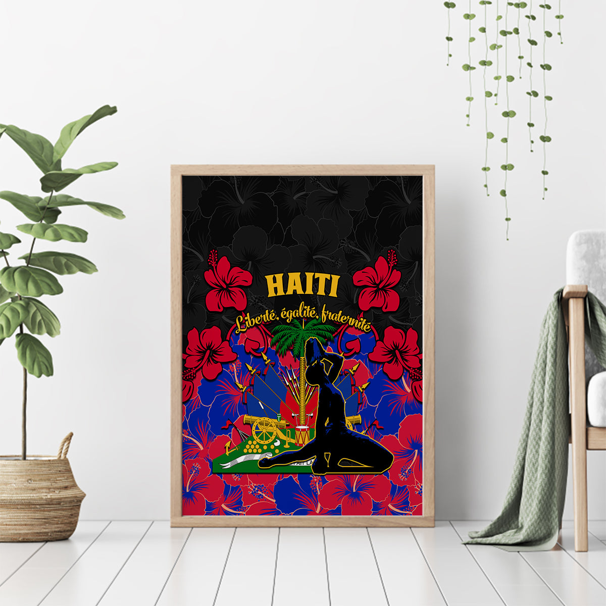 Haiti Independence Day Canvas Wall Art Hibiscus Neg Marron - Wonder Print Shop