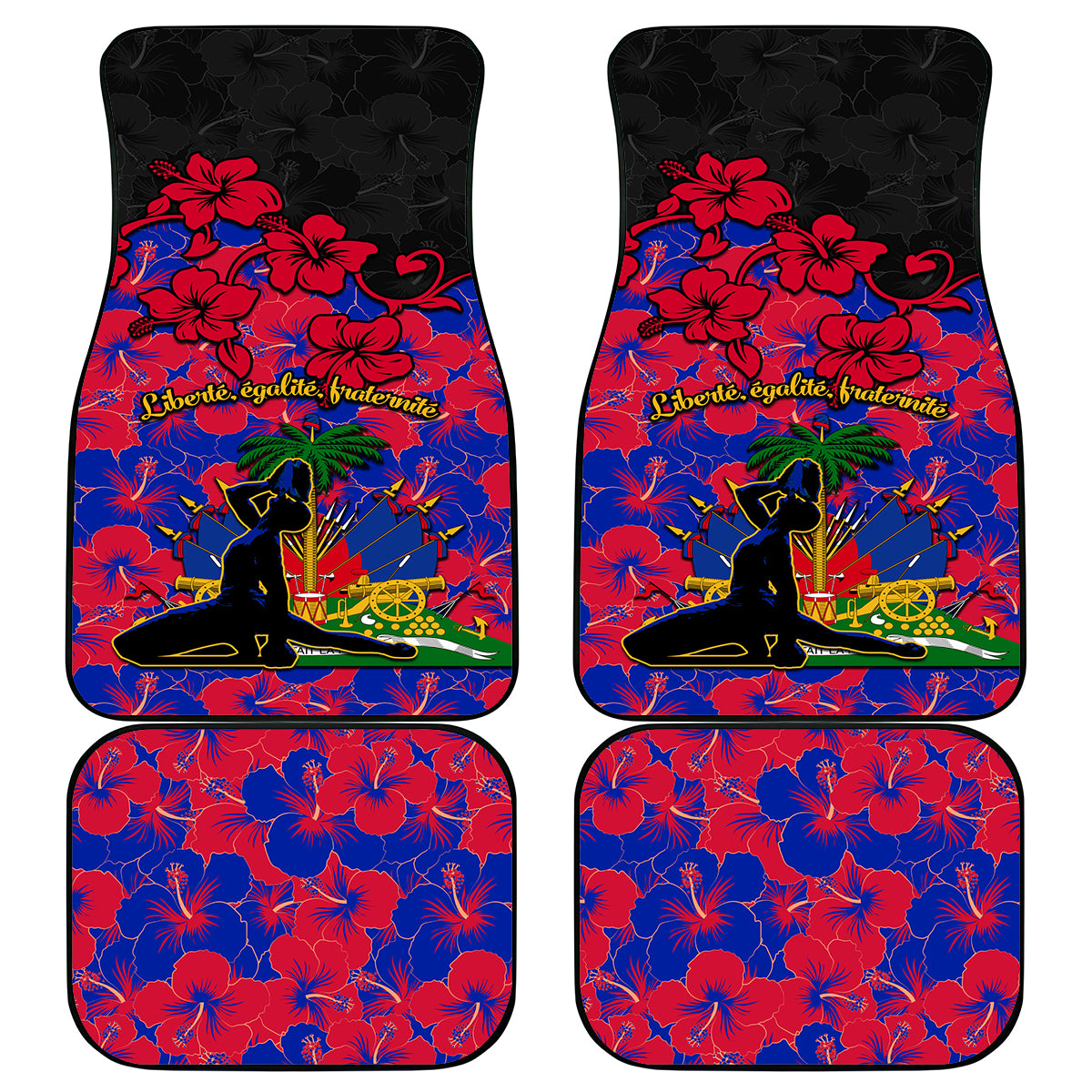 Haiti Independence Day Car Mats Hibiscus Neg Marron - Wonder Print Shop