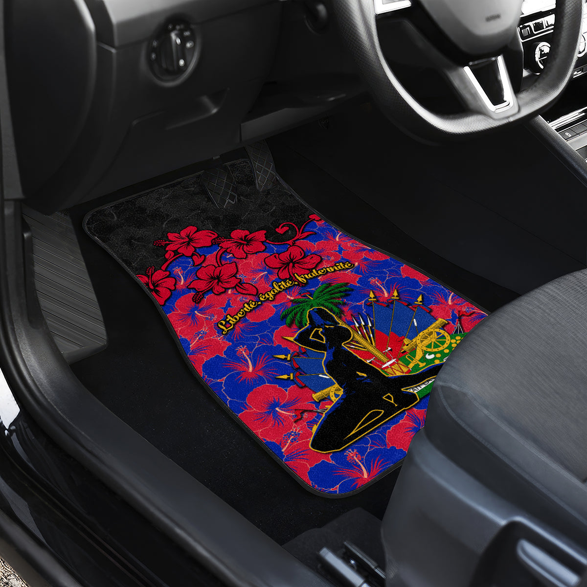 Haiti Independence Day Car Mats Hibiscus Neg Marron - Wonder Print Shop