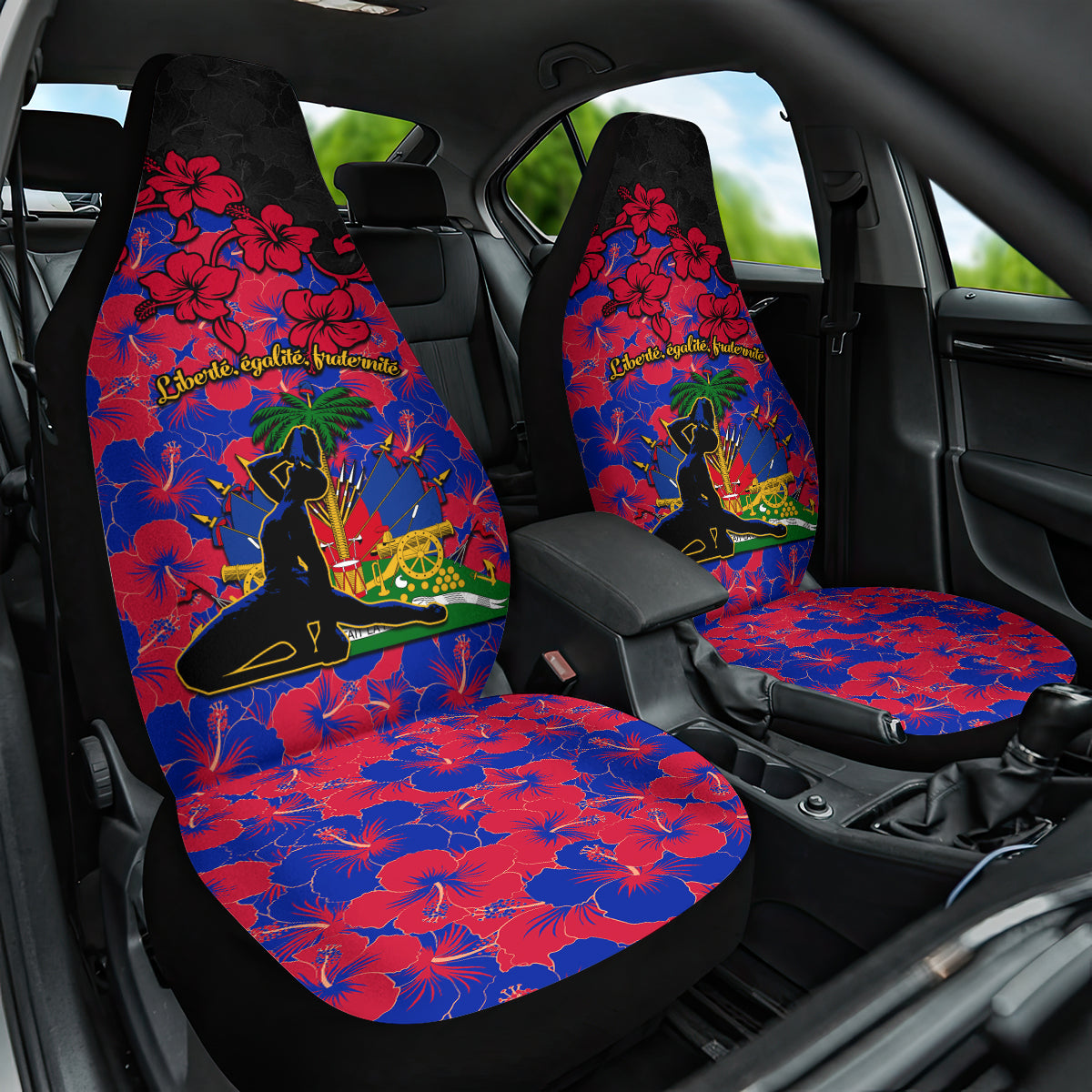 Haiti Independence Day Car Seat Cover Hibiscus Neg Marron - Wonder Print Shop