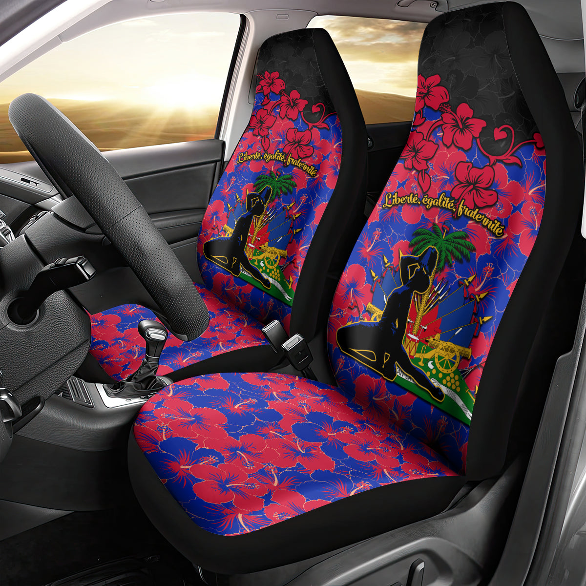 Haiti Independence Day Car Seat Cover Hibiscus Neg Marron - Wonder Print Shop