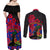 Haiti Independence Day Couples Matching Off Shoulder Maxi Dress and Long Sleeve Button Shirt Hibiscus Neg Marron - Wonder Print Shop