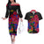 Haiti Independence Day Couples Matching Off The Shoulder Long Sleeve Dress and Hawaiian Shirt Hibiscus Neg Marron - Wonder Print Shop