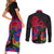 Haiti Independence Day Couples Matching Short Sleeve Bodycon Dress and Long Sleeve Button Shirt Hibiscus Neg Marron - Wonder Print Shop