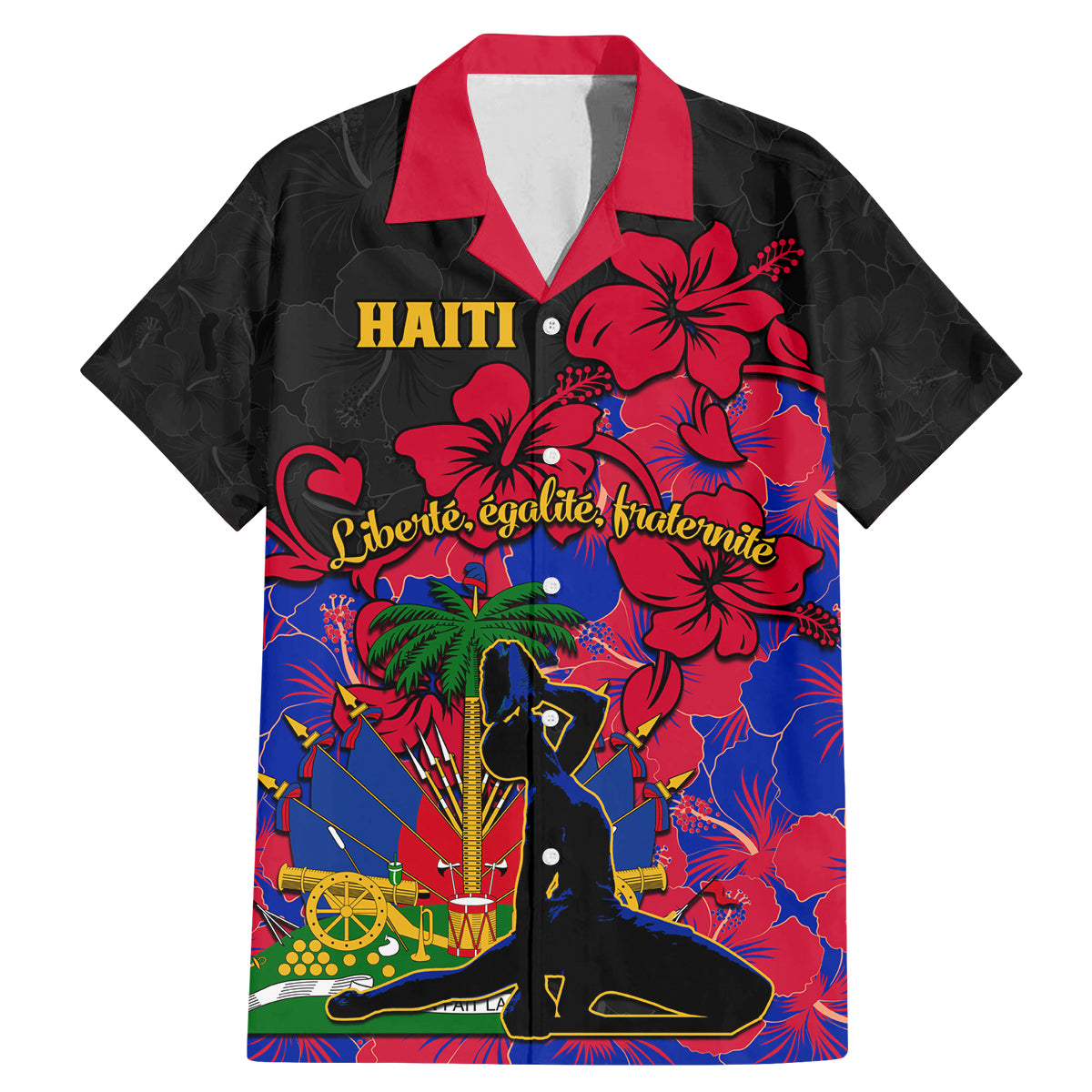 Haiti Independence Day Family Matching Mermaid Dress and Hawaiian Shirt Hibiscus Neg Marron - Wonder Print Shop