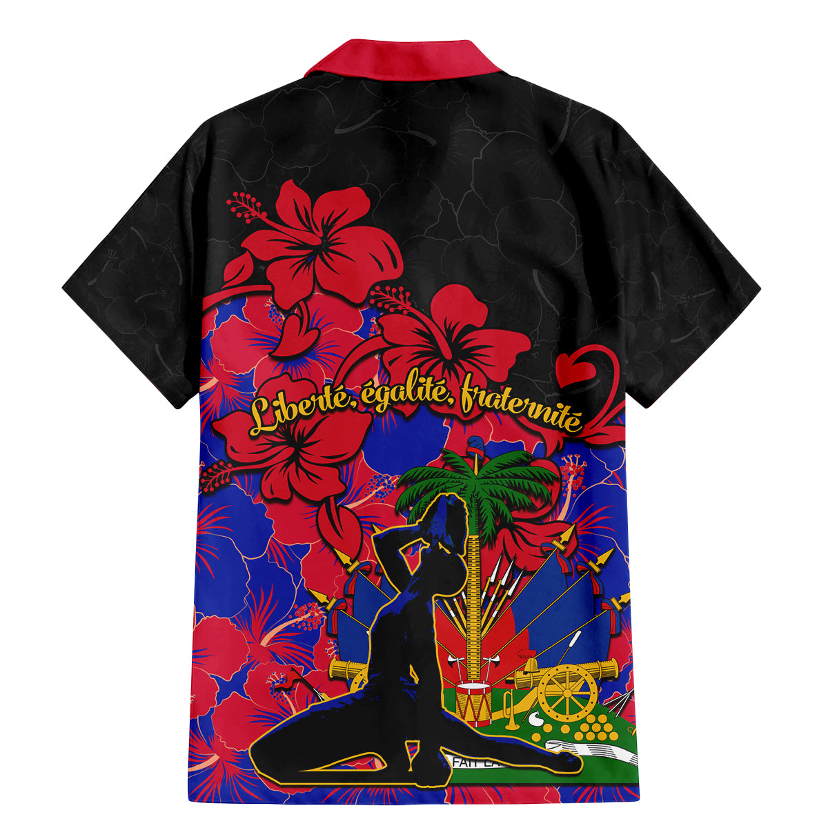 Haiti Independence Day Family Matching Mermaid Dress and Hawaiian Shirt Hibiscus Neg Marron - Wonder Print Shop
