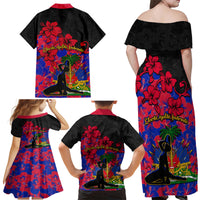 Haiti Independence Day Family Matching Off Shoulder Maxi Dress and Hawaiian Shirt Hibiscus Neg Marron - Wonder Print Shop