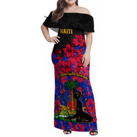 Haiti Independence Day Family Matching Off Shoulder Maxi Dress and Hawaiian Shirt Hibiscus Neg Marron - Wonder Print Shop