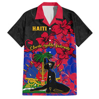 Haiti Independence Day Family Matching Puletasi Dress and Hawaiian Shirt Hibiscus Neg Marron - Wonder Print Shop