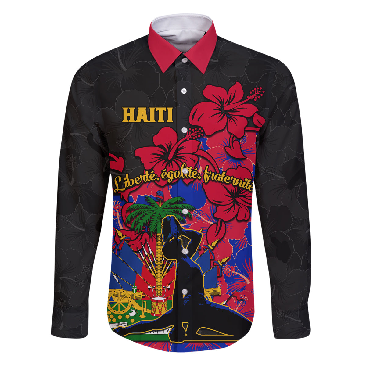 Haiti Independence Day Family Matching Puletasi Dress and Hawaiian Shirt Hibiscus Neg Marron - Wonder Print Shop