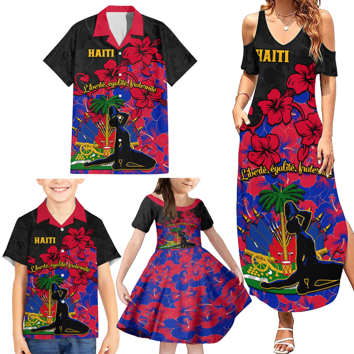 haiti-independence-day-family-matching-summer-maxi-dress-and-hawaiian-shirt-hibiscus-neg-marron