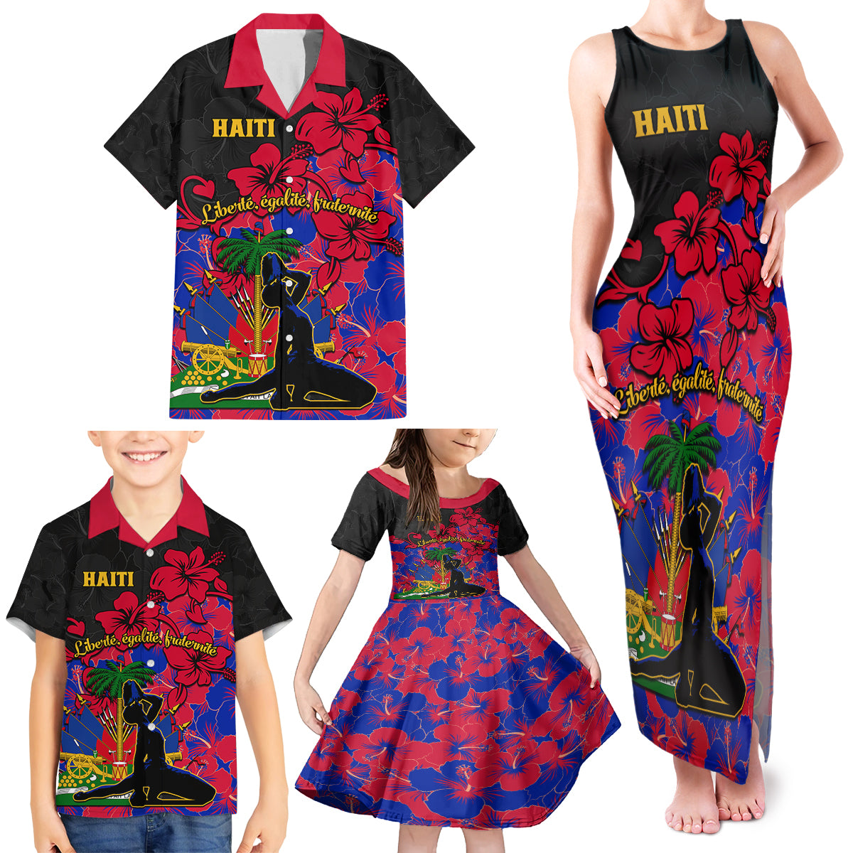haiti-independence-day-family-matching-tank-maxi-dress-and-hawaiian-shirt-hibiscus-neg-marron
