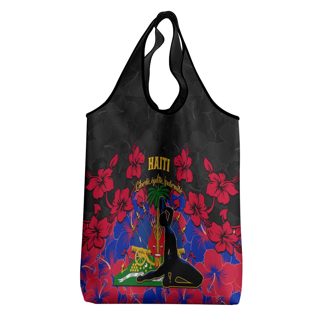 Haiti Independence Day Grocery Bag Hibiscus Neg Marron