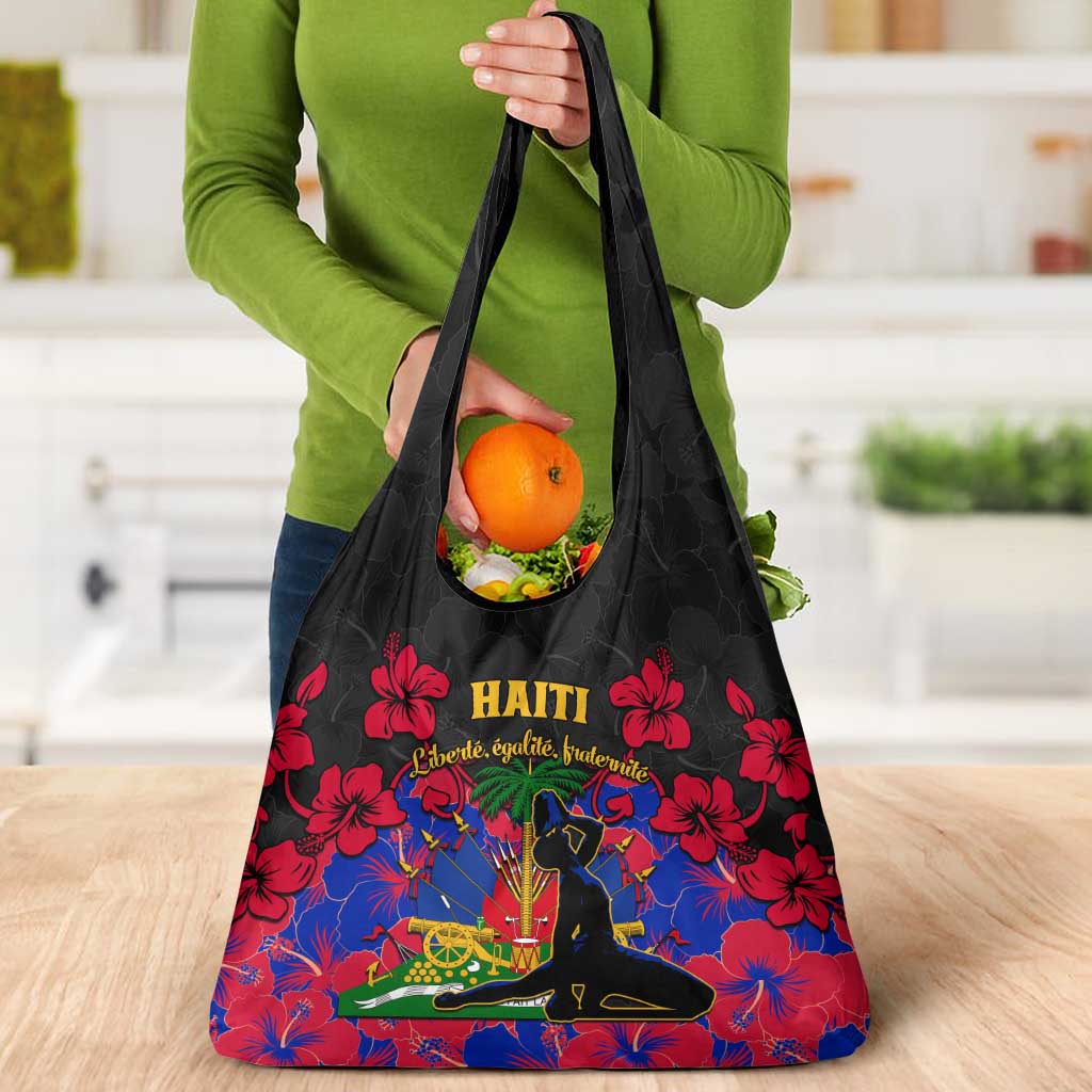 Haiti Independence Day Grocery Bag Hibiscus Neg Marron