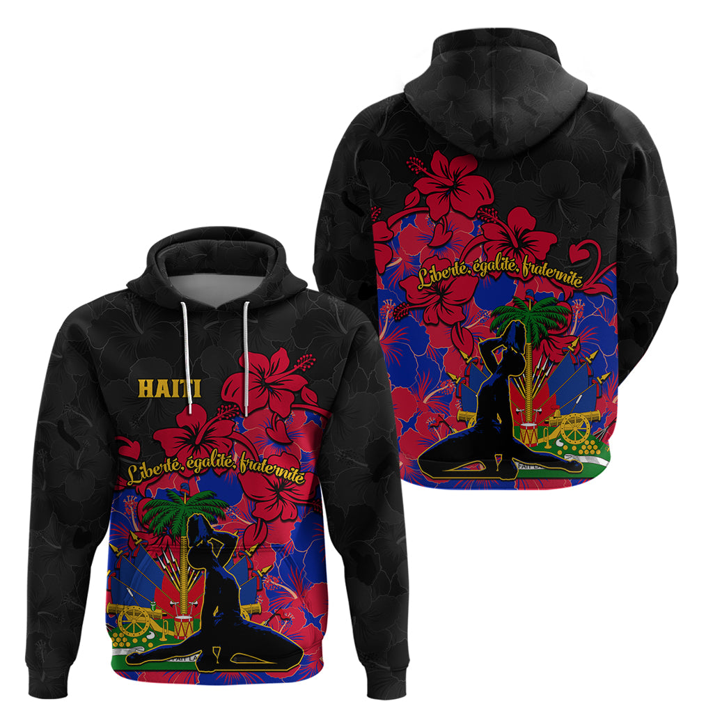 Haiti Independence Day Hoodie Hibiscus Neg Marron - Wonder Print Shop