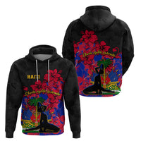 Haiti Independence Day Hoodie Hibiscus Neg Marron - Wonder Print Shop