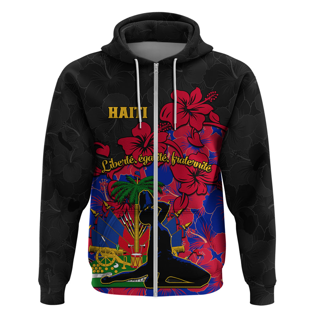 Haiti Independence Day Hoodie Hibiscus Neg Marron - Wonder Print Shop