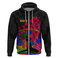 Haiti Independence Day Hoodie Hibiscus Neg Marron - Wonder Print Shop