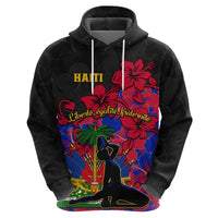 Haiti Independence Day Hoodie Hibiscus Neg Marron - Wonder Print Shop