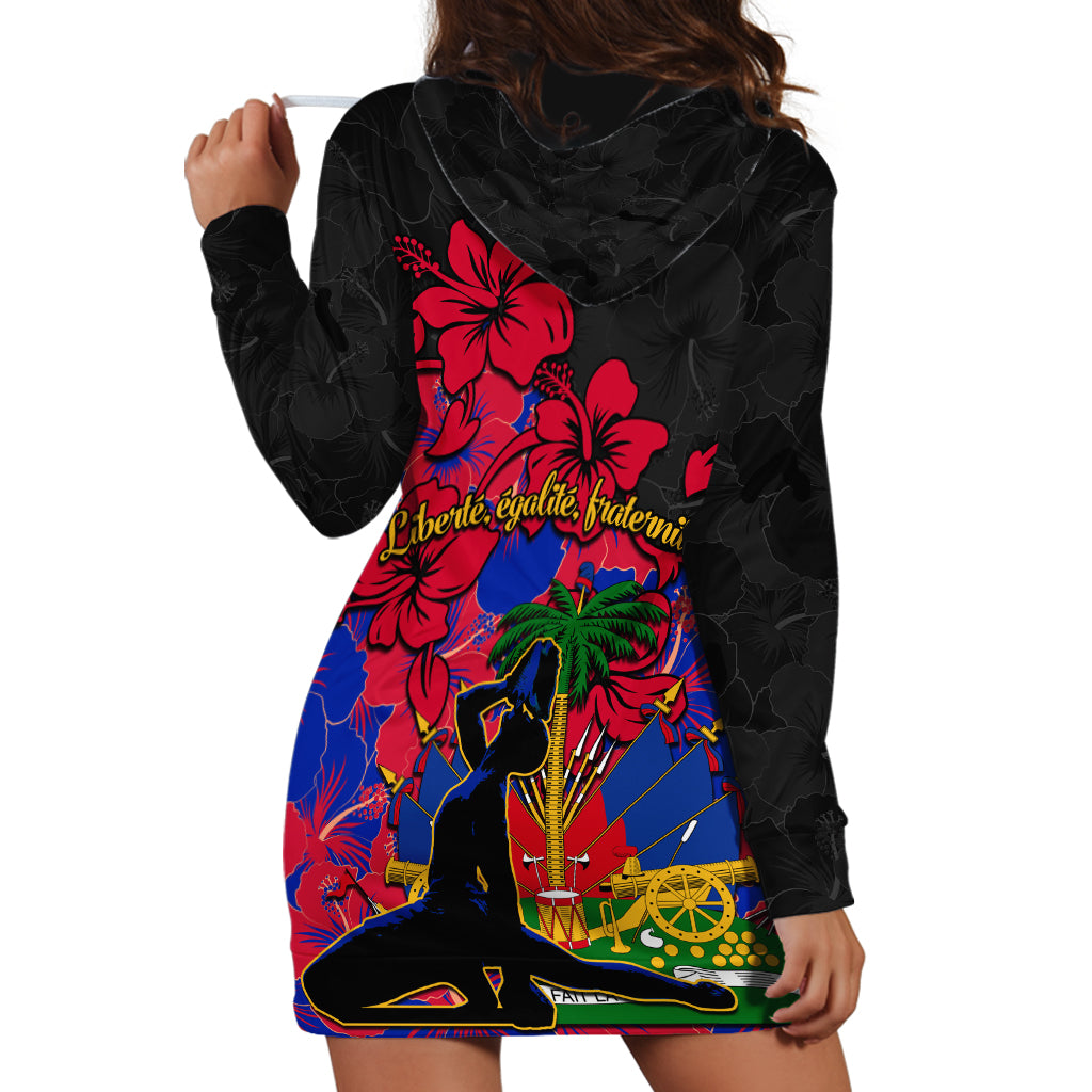 Haiti Independence Day Hoodie Dress Hibiscus Neg Marron - Wonder Print Shop
