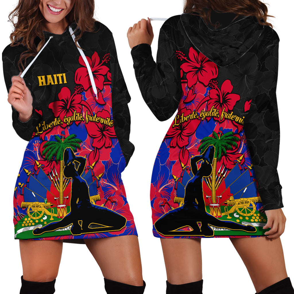 Haiti Independence Day Hoodie Dress Hibiscus Neg Marron - Wonder Print Shop