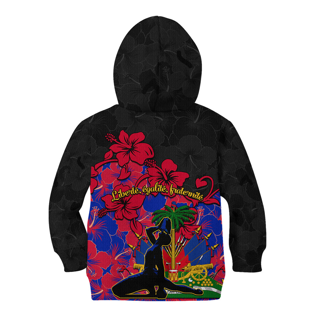 Haiti Independence Day Kid Hoodie Hibiscus Neg Marron - Wonder Print Shop