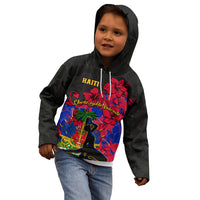 Haiti Independence Day Kid Hoodie Hibiscus Neg Marron - Wonder Print Shop