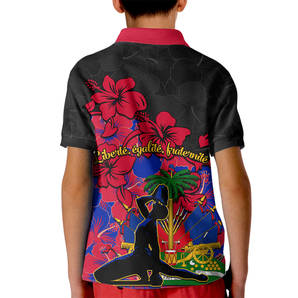 Haiti Independence Day Kid Polo Shirt Hibiscus Neg Marron - Wonder Print Shop