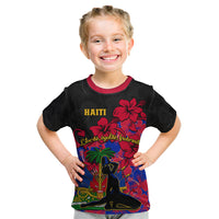 Haiti Independence Day Kid T Shirt Hibiscus Neg Marron - Wonder Print Shop