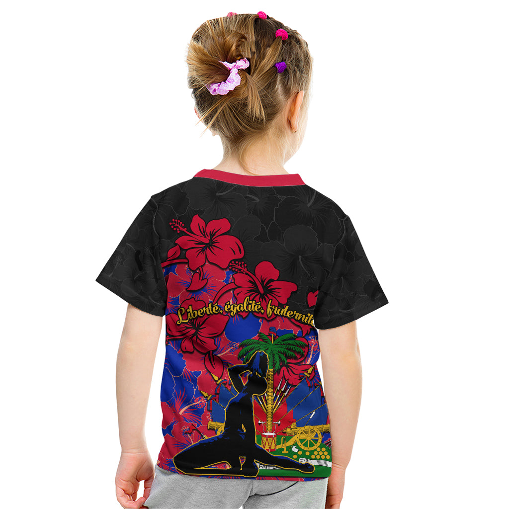 Haiti Independence Day Kid T Shirt Hibiscus Neg Marron - Wonder Print Shop