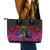 Haiti Independence Day Leather Tote Bag Hibiscus Neg Marron - Wonder Print Shop